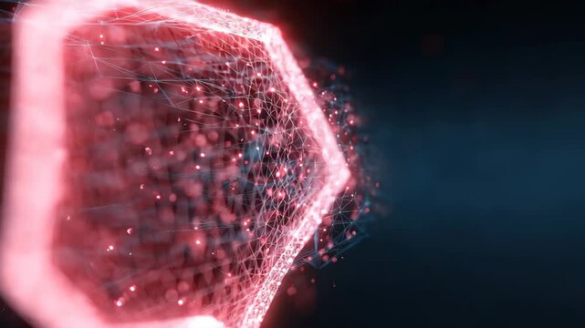 Protecting digital data with shield cyber security in a modern network landscape filled with vibrant connections and advanced technology