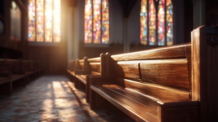 Fototapeta premium Church interior sunlight