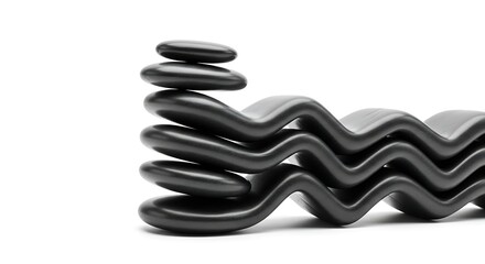 Serene Balance Black Stones Stacked on Smooth Wave Design a Zen Composition
