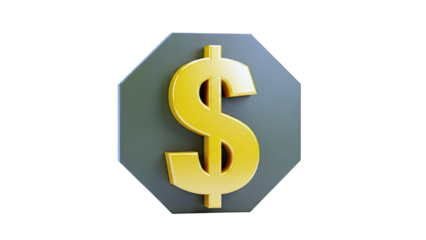 3D Golden Dollar Sign on Hexagonal Green Background