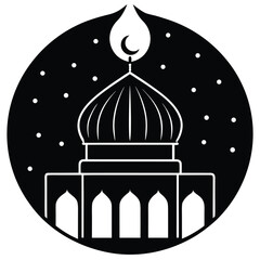mosque dome night vector