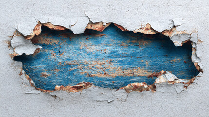 Peeling paint reveals aged wooden surface 