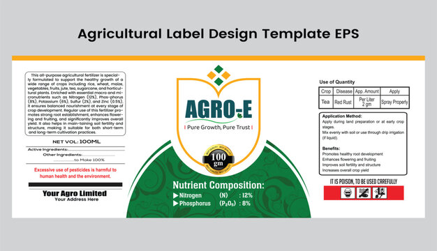 Agricultural Pesticide Bottle Label Design for Product Packaging