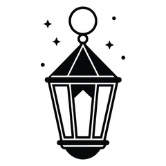 ramadan lantern line art on white background