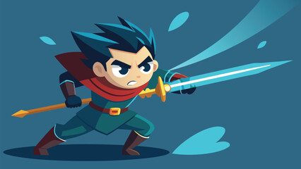 Furious Pixel Art Hero Unleashes a Powerful Sword Strike in Battle