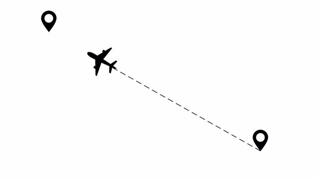 Passenger plane icon Straight Route Dotted Trail Animation