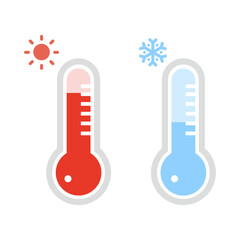 暑い日と寒い日の温度計のイラスト