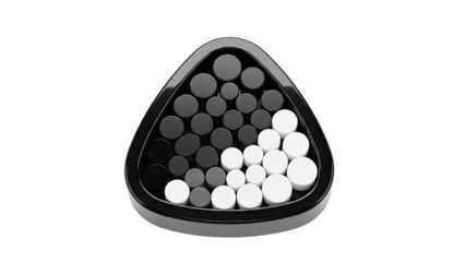 Triangular Tray with Black and White Cylinders