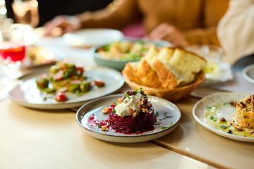 Colorful dishes at a restaurant