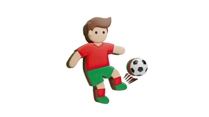 3D Cartoon Soccer Player Kicking Ball