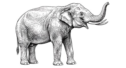 巨象の精密描写：線画の力強さ