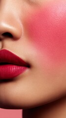 Naklejka premium Blush mockup design advertising with shimmer glow cheek color, fashion style