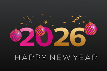 Celebratory design featuring the year 2026 and festive new year decorations
