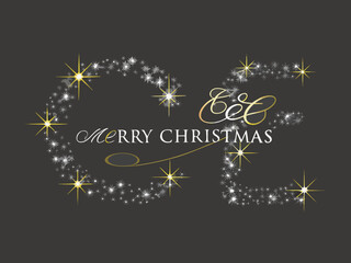 A sparkling christmas wishes card with elegant calligraphy and festive stars