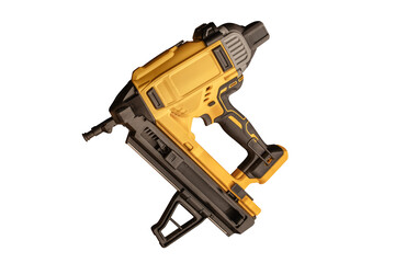 Industrial Cordless Nail Gun Power Tool Isolated on White Background, tools are highly efficient for framing, electrical,mechanical installs and insulation,