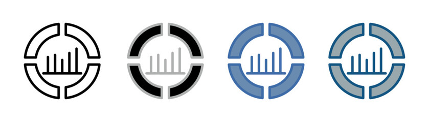 
Market share icon set multiple style collection with donut chart and bar graph design