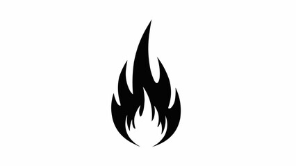 Black silhouette of a flame on a white background.
