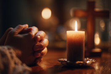 Praying Hands and Candle