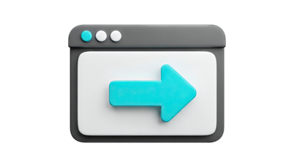3D Rendering of Browser Window Icon with Right Arrow