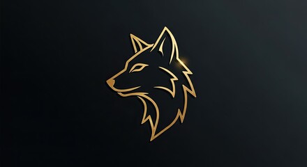 Elegant golden wolf head logo on a dark background showcasing strength and sophistication