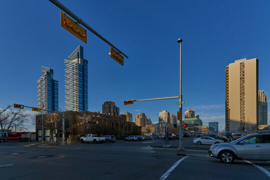 Urban Street Intersection with High-Rise Towers 