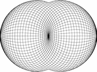 A mesmerizing optical illusion featuring a distorted spherical grid structure