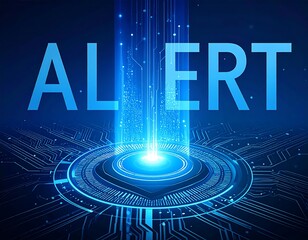 Digital concept showing the word "ALERT" amid data streams and circuits