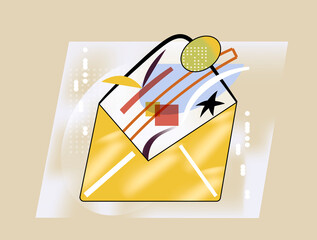 Abstract envelope icon symbolizing email, message and communication