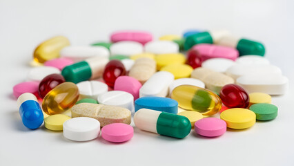 pills on white background