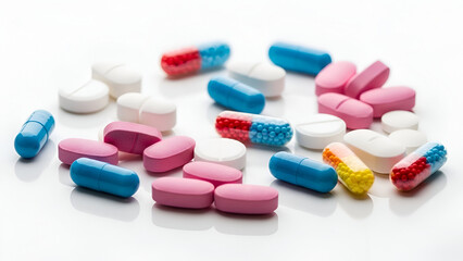 pills on white background