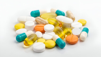 pills on white background