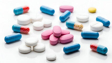 pills on white background