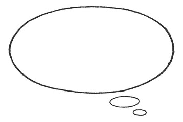 手書き風の楕円形の吹き出し（横長・内側が白背景）