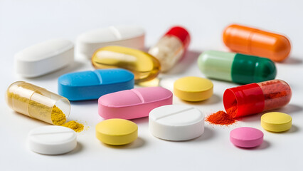pills on white background
