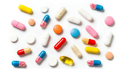 pills on white background