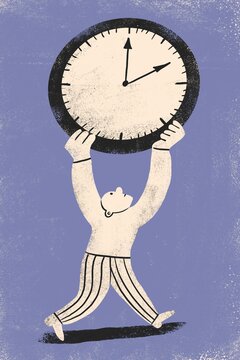 A man running with clock