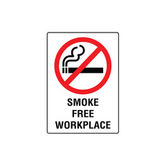 Smoke Free Workplace Sign Vector Design Prohibition Warning Sticker
