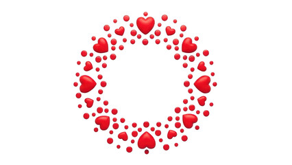 Red hearts circle isolated on transparent background