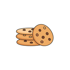 Cookies stacked on top of each other with chocolate chips, illustration on transparent background    