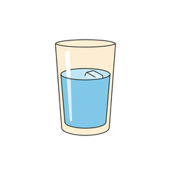 Glass of cold water with ice cubes, illustration on transparent background  