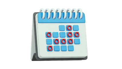 3D Calendar Icon with Red Circles