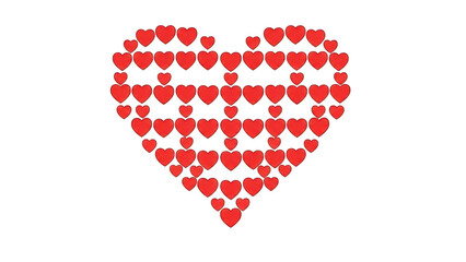 Heart shape of red hearts isolated on transparent background