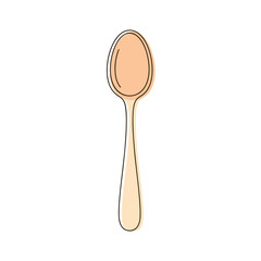 Simple wooden spoon with smooth surface and rounded edges, illustration on transparent background    