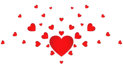 Scattered hearts illustration isolated on transparent background