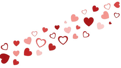 Scattered hearts illustration isolated on transparent background