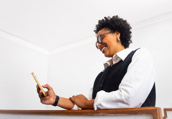 businesswoman portrait with techology