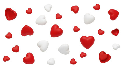 Colorful hearts floating isolated on transparent background