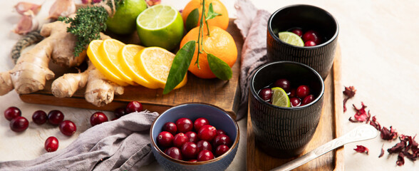 Pharmacy medicine. Natural immune boost remedies, lemon, garlic.