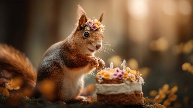 Squirrel celebrates birthday