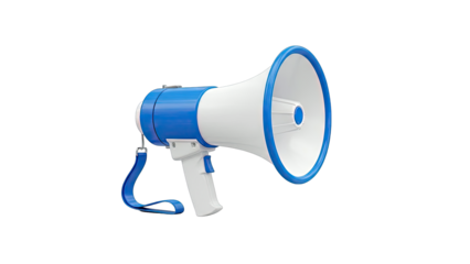Blue and White Megaphone with Strap